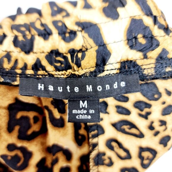 Leopard Print Satin Pants With Elastic Waist & Drawstring Size M Haute Monde - Picture 3 of 12